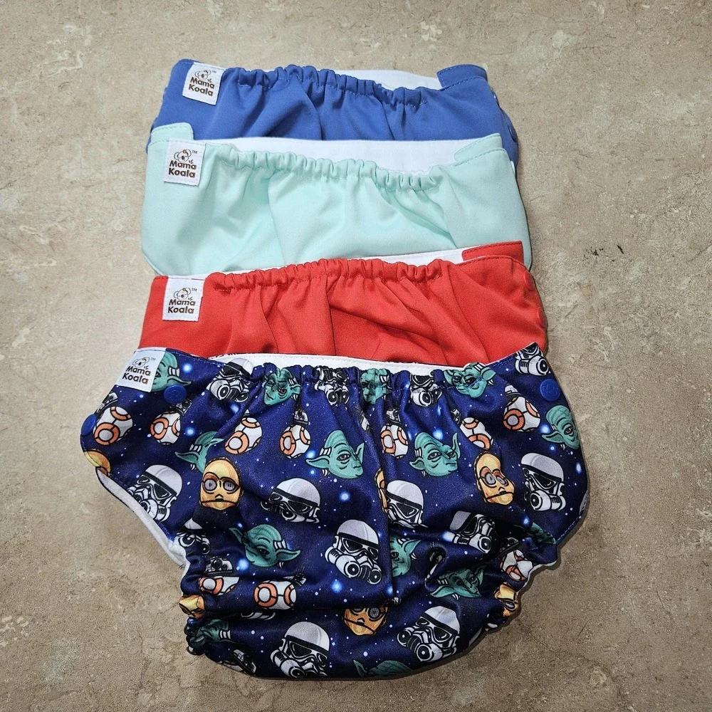 Mama Koala Cloth Diaper Covers Lot 4 Baby One Size‎ Newborn Star Wars Reusable